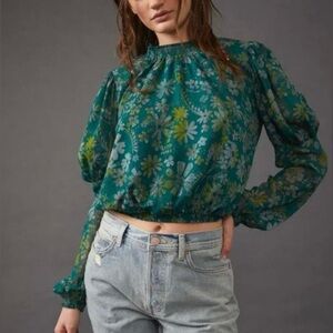 NWT Free People Clarissa Floral Blouse Size M